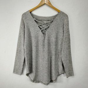 American Eagle Top Womens Large Gray Soft & Sexy Plush Sweater Long Sleeve
